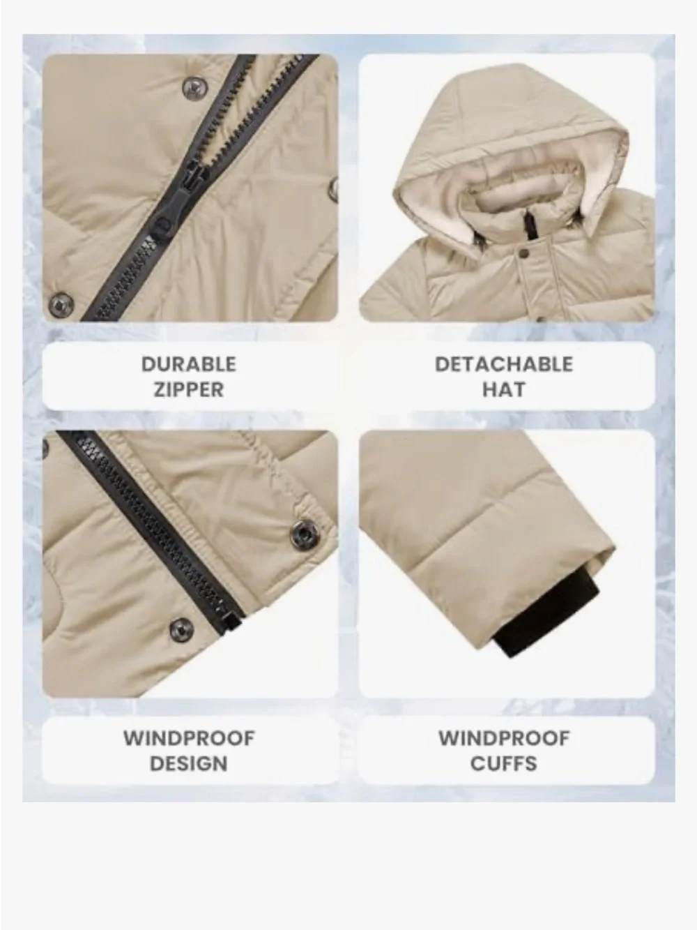 Kids Neutral Tan Puffer Jacket with Sherpa Hood -